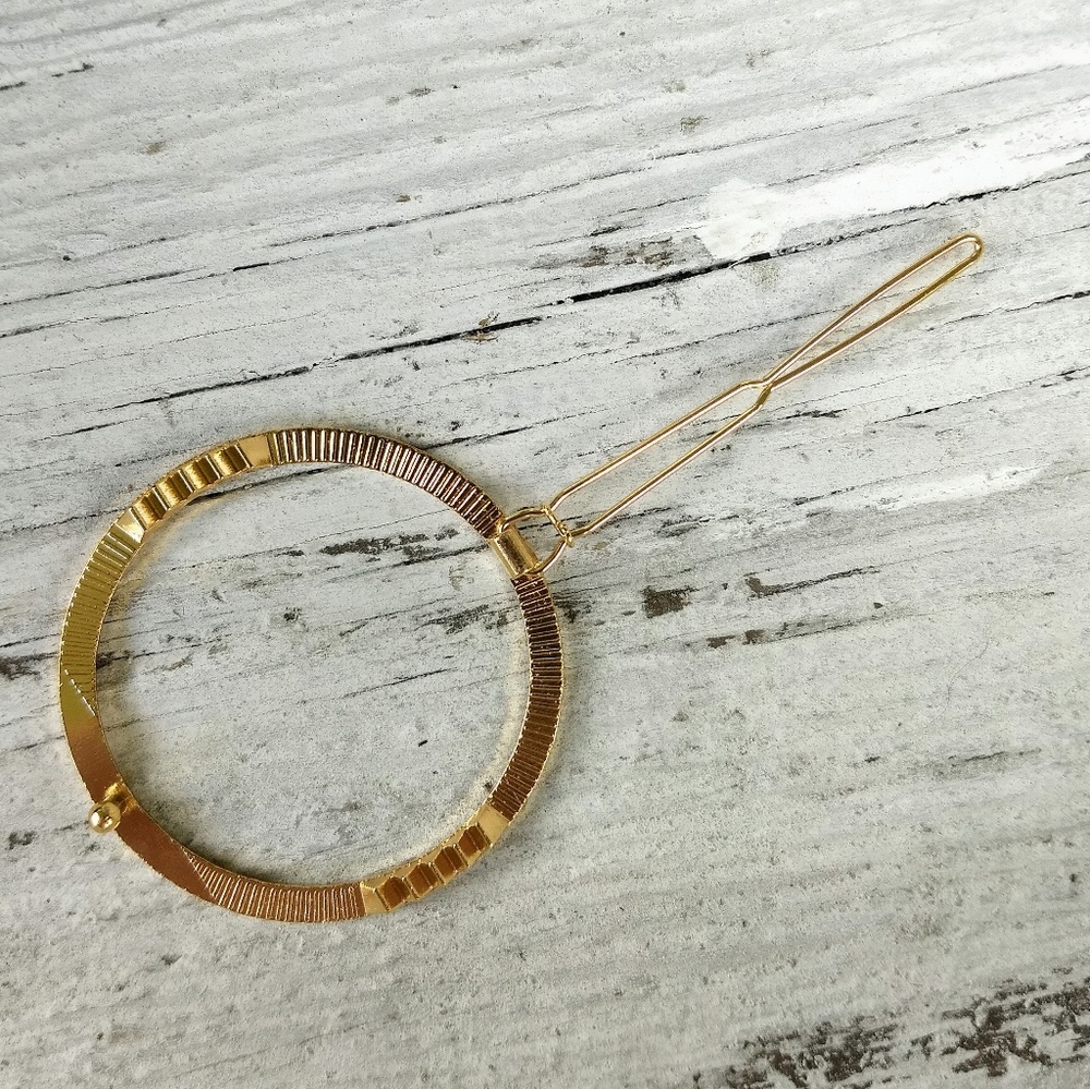 *1 LEFT* Gold Circle Geometric Hair Barrette - Picture 6 of 7